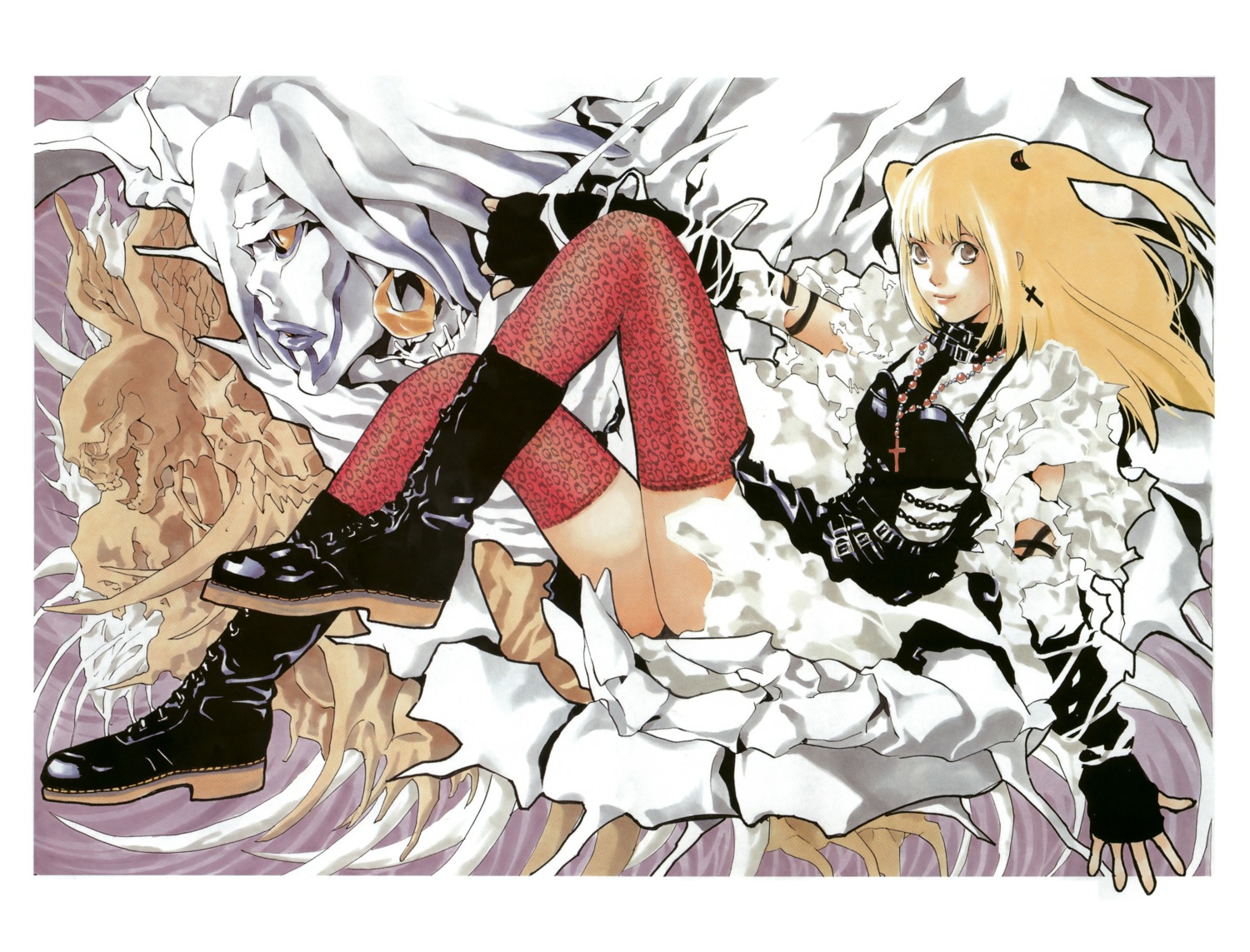 amane_misa, death_note, obata_takeshi, rem, thighhighs