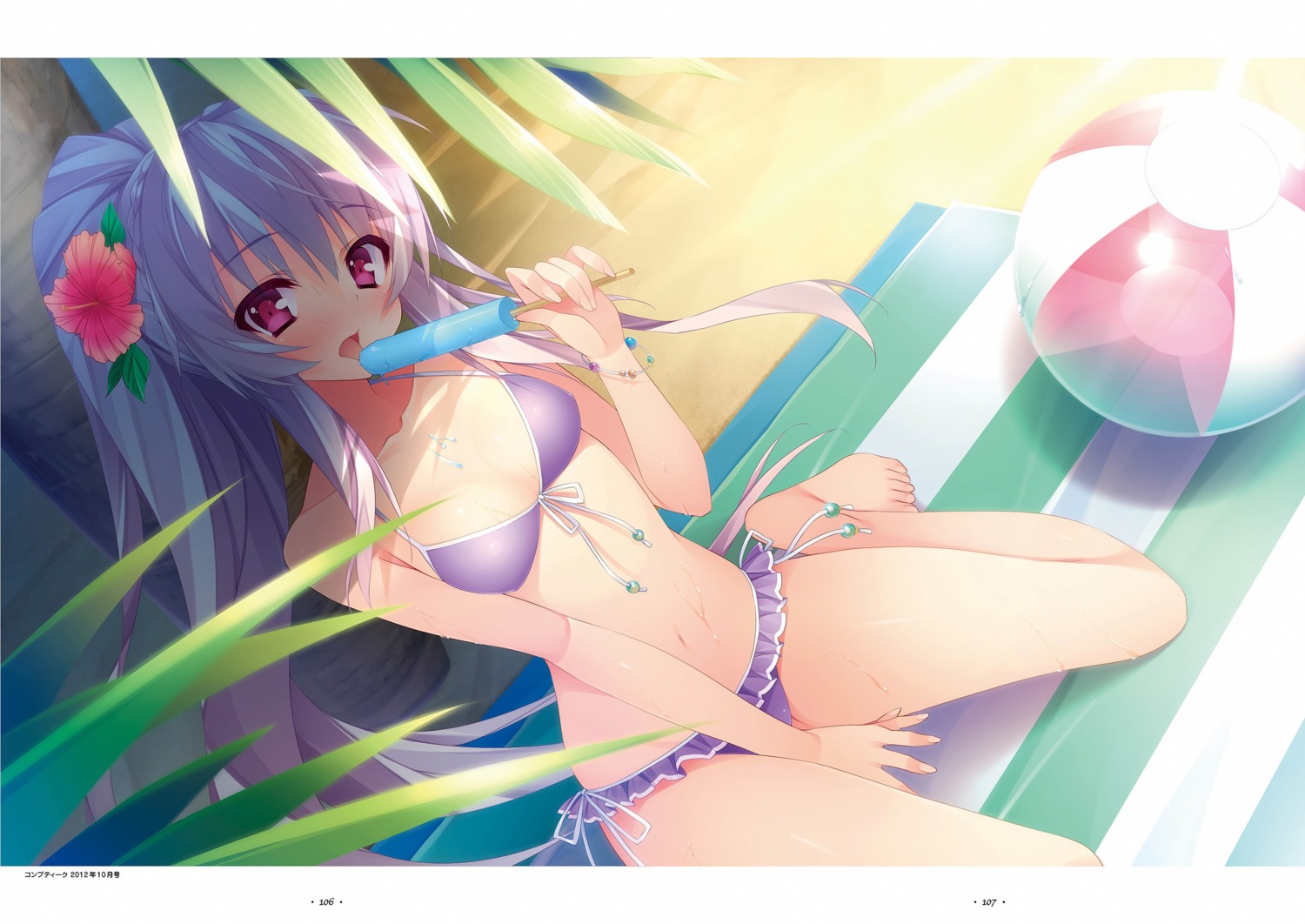 anapom, bikini, cream, kitazono_saya, shukufuku_no_kane_no_oto_wa_sakura-iro_no_kaze_to_tomo_ni, swimsuits