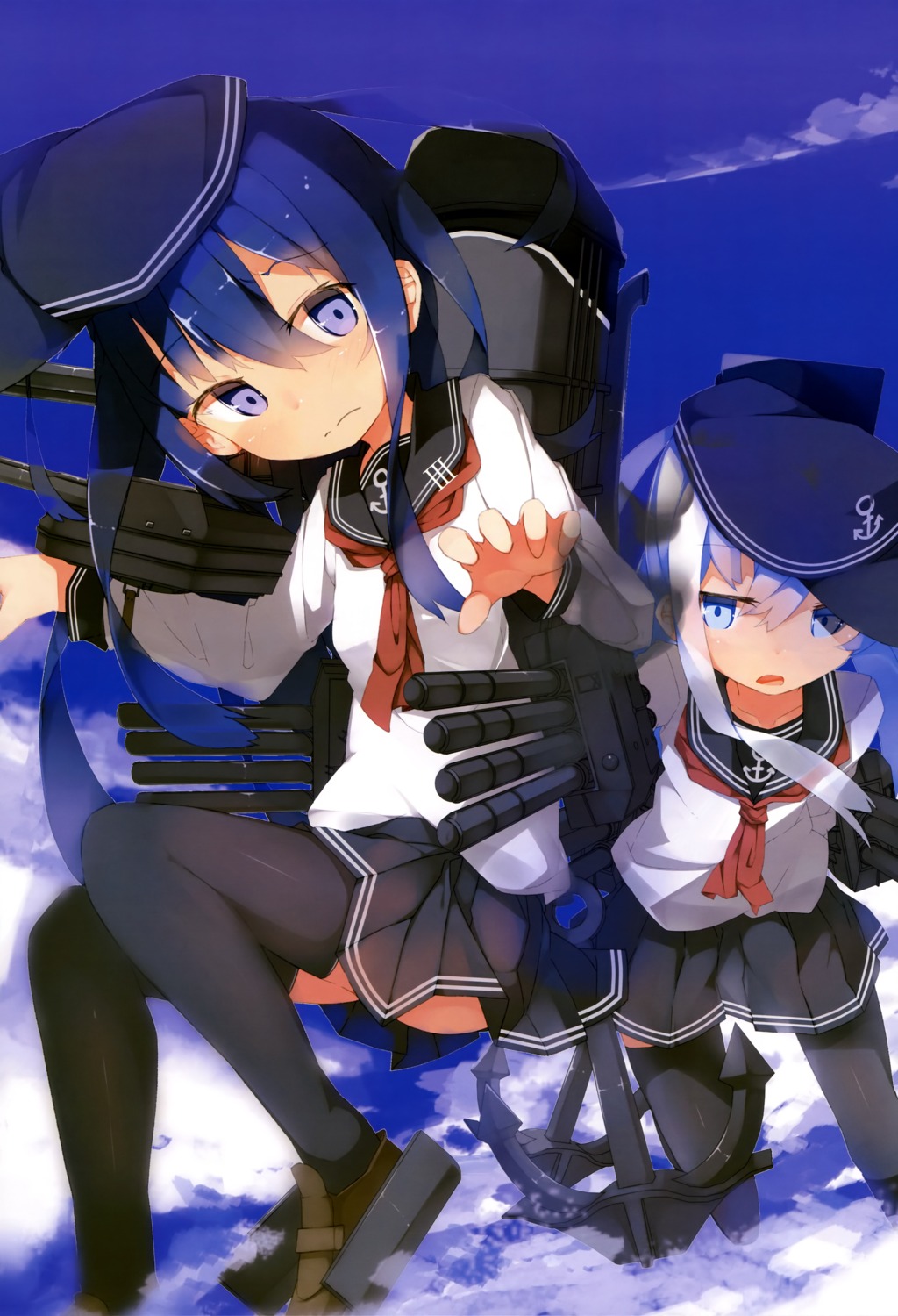akatsuki_(kancolle), hibiki_(kancolle), kantai_collection, seifuku, thighhighs, yadokari