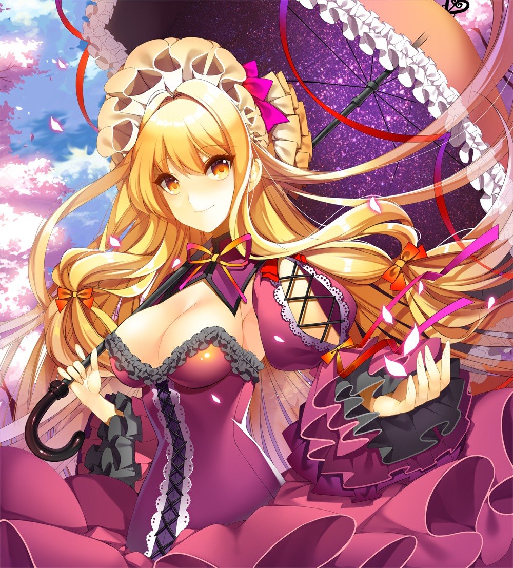 cleavage, dress, jeminl, touhou, yakumo_yukari