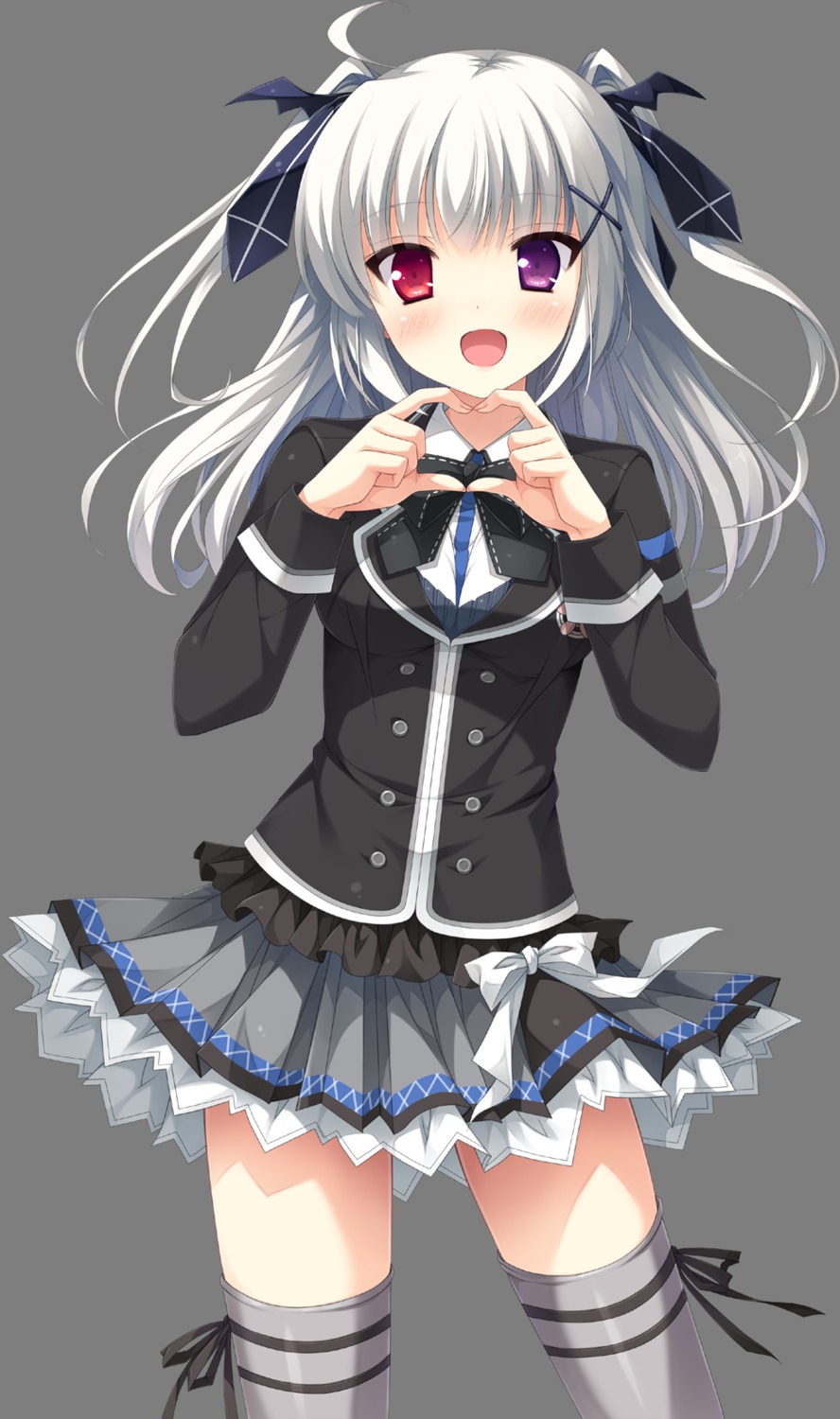 heterochromia, hulotte, ikegami_akane, imouto_no_okage_de_mote_sugite_yabai, seifuku, shiratori_kanae, thighhighs, transparent_png