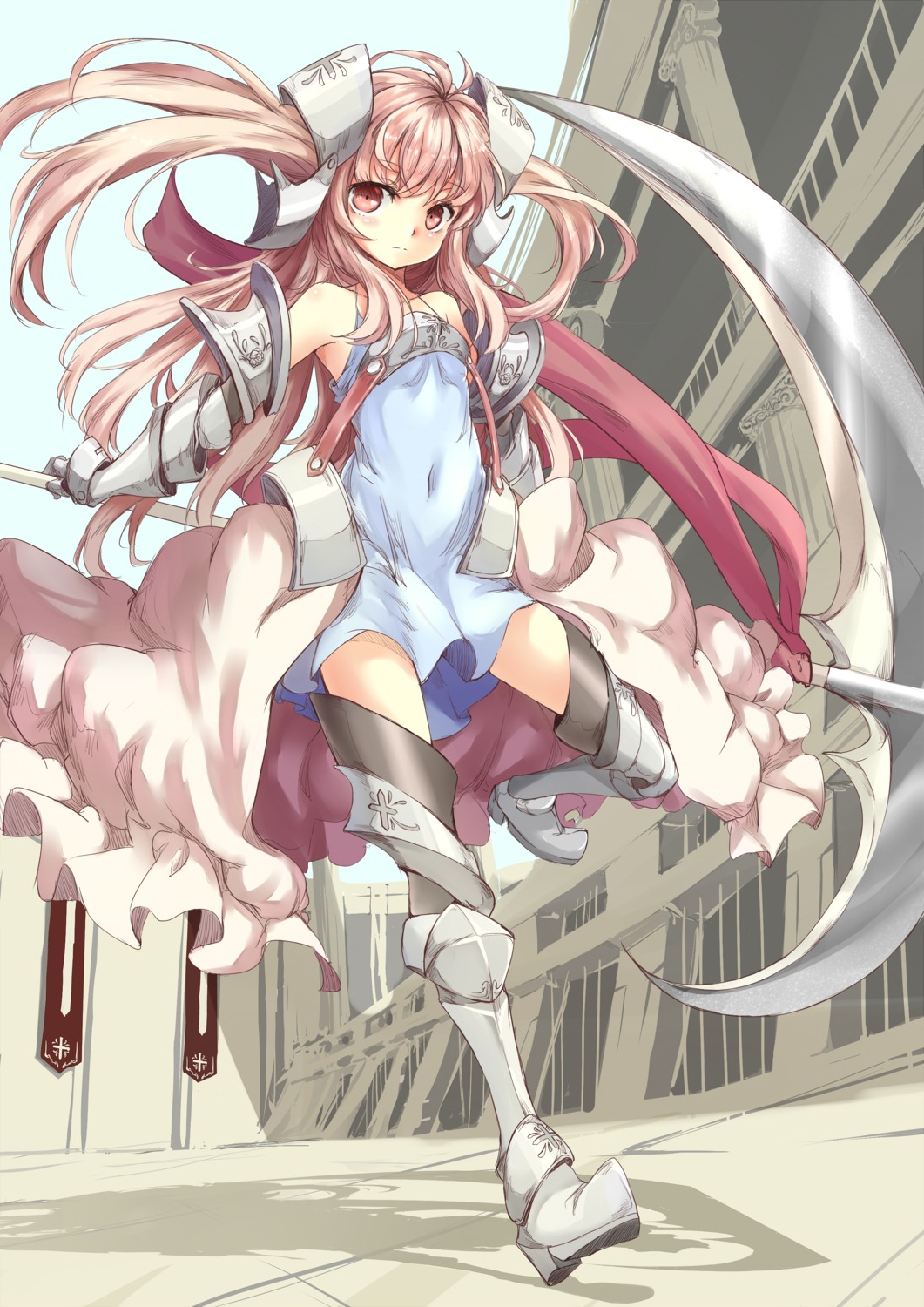 armor, mixke, thighhighs, weapon