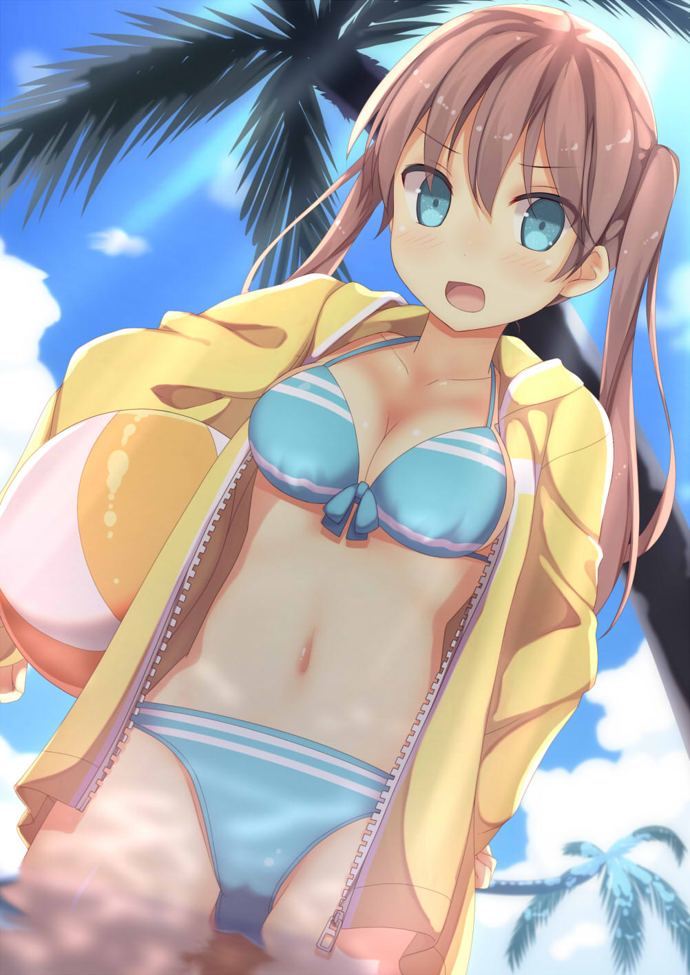 bikini, nagomi_no_ame, open_shirt, samegami, swimsuits