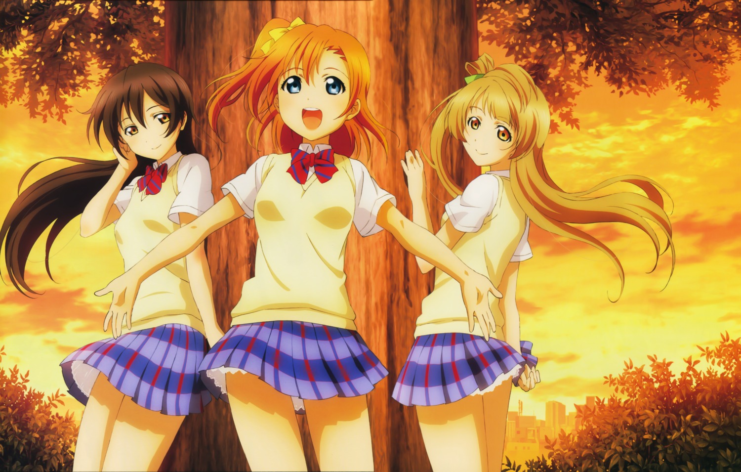 amisaki_ryouko, kousaka_honoka, love_live!, love_live!_(series), minami_kotori, seifuku, sonoda_umi