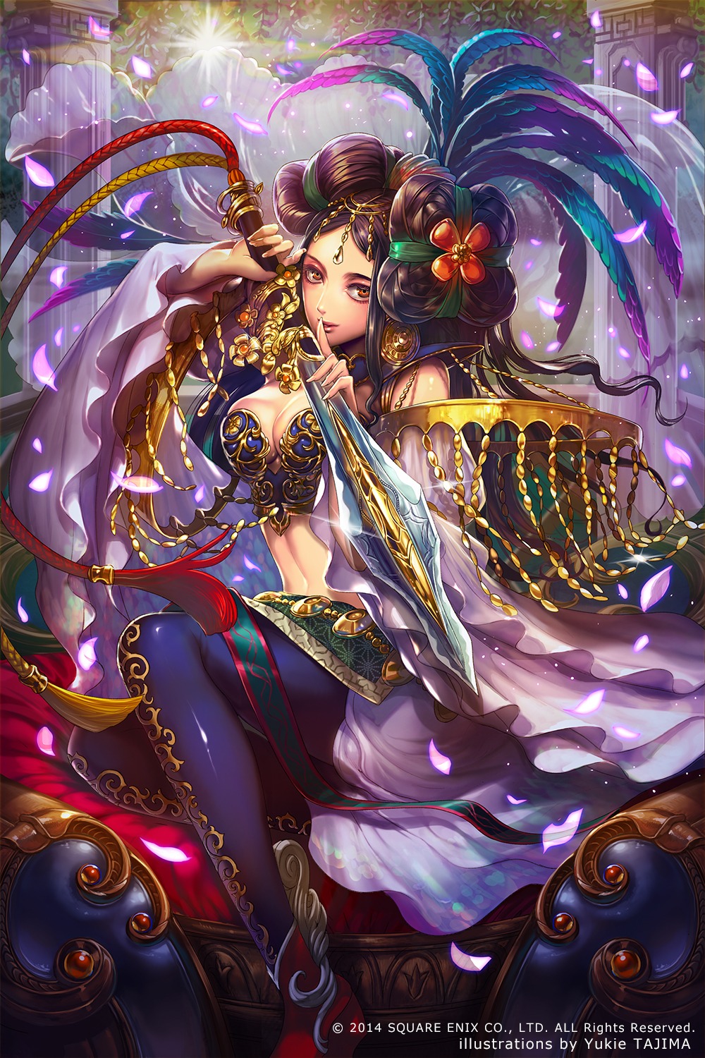 bikini_armor, cleavage, pantyhose, sword, tajima_yukie