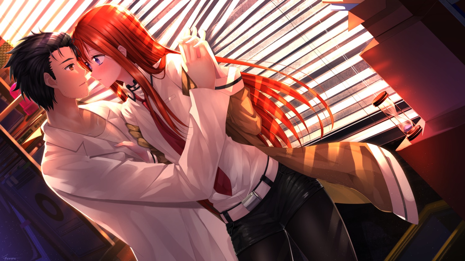 makise_kurisu, okabe_rintarou, steins;gate, swordsouls