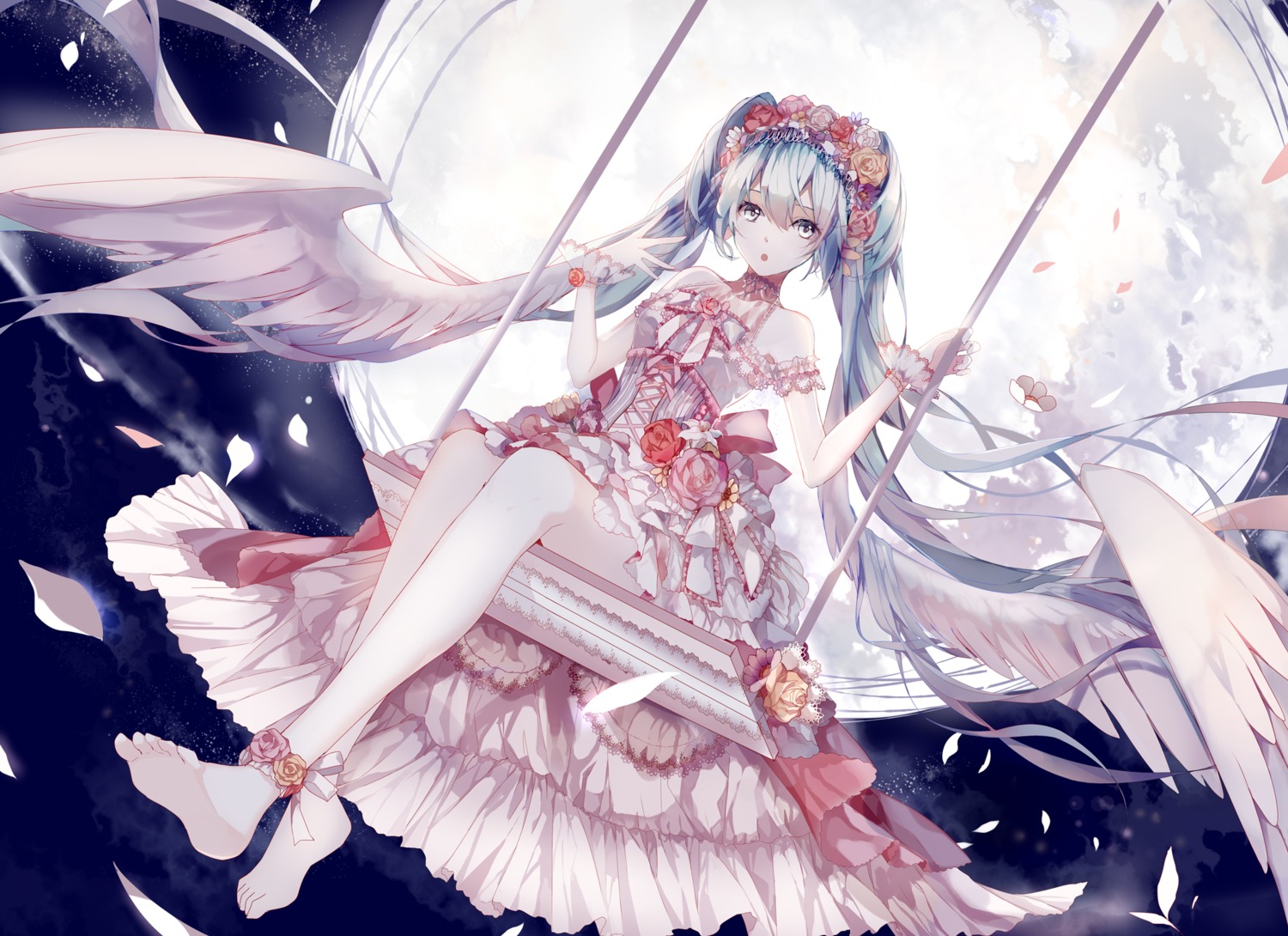 amatsukiryoyu, dress, hatsune_miku, vocaloid, wings