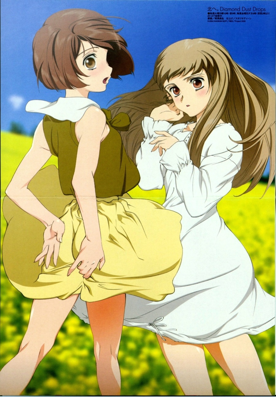 aizawa_masahiro, akanegi_atsuki, ass, ass_grab, crease, dress, kita_e_diamond_dust_drops, shiraishi_karin, summer_dress