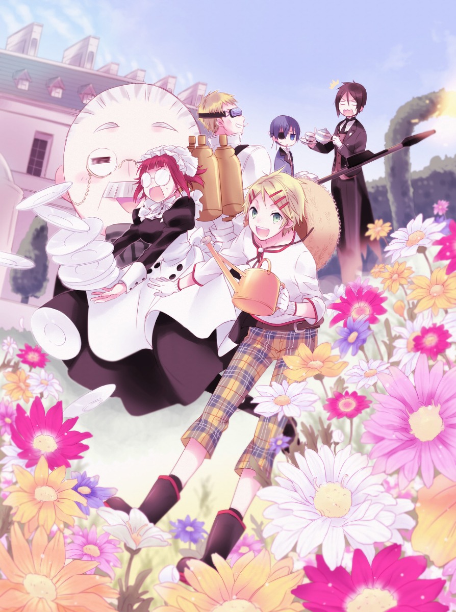 ciel_phantomhive, eyepatch, finnian, kuroshitsuji, maid, megane, meirin, sebastian_michaelis