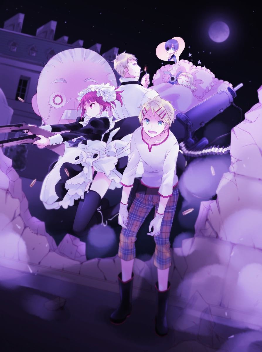 eyepatch, finnian, gun, kuroshitsuji, maid, meirin, stockings, tanaka