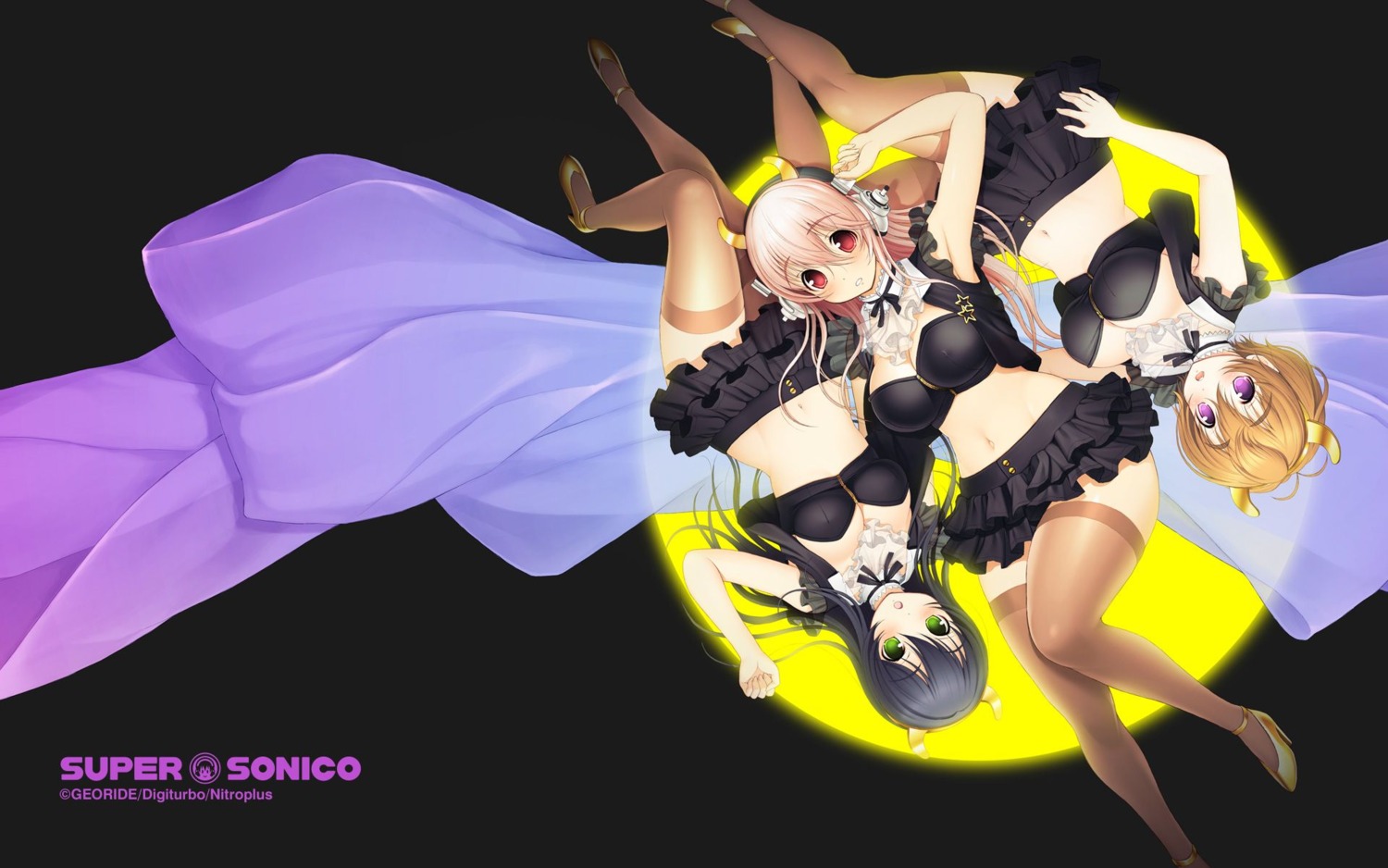 cleavage, fujimi_suzu, headphones, heels, nitroplus, sonico, super_sonico, thighhighs