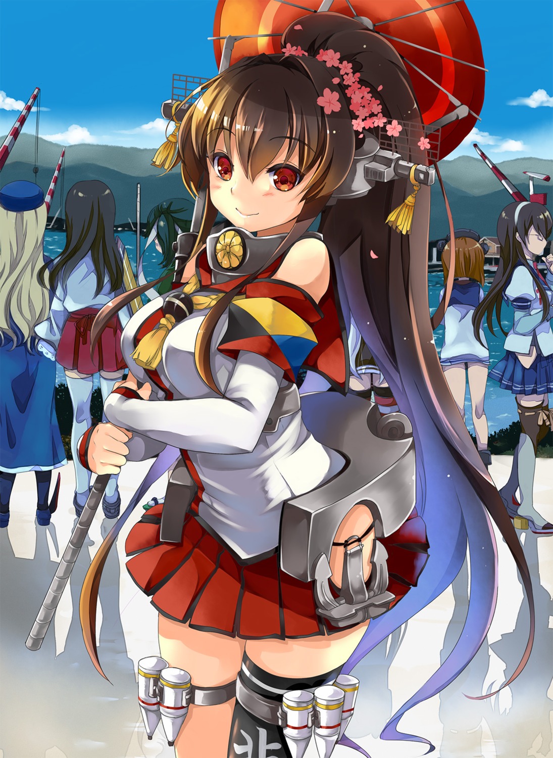 akagi_(kancolle), amatsukaze_(kancolle), atago_(kancolle), gouda_nagi, kantai_collection, ooyodo_(kancolle), souryuu_(kancolle), thighhighs