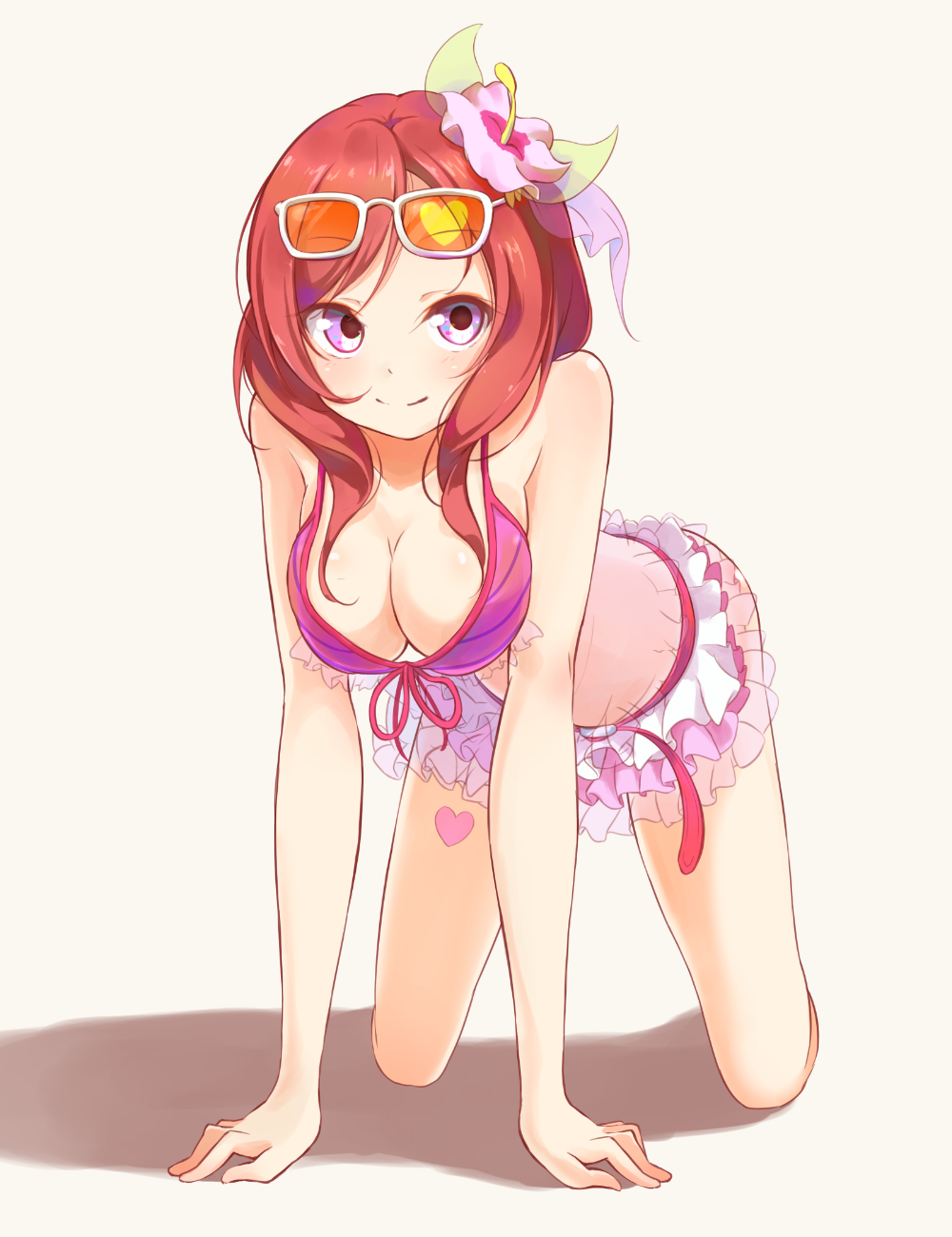 bikini, cleavage, love_live!, love_live!_(series), nishikino_maki, pachi_(sukepachi), swimsuits, tattoo