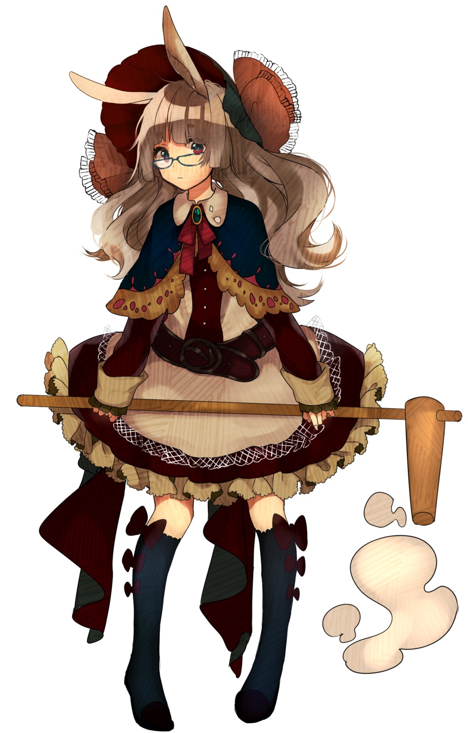 aa_(novanova), animal_ears, bunny_ears, dress, megane, thighhighs