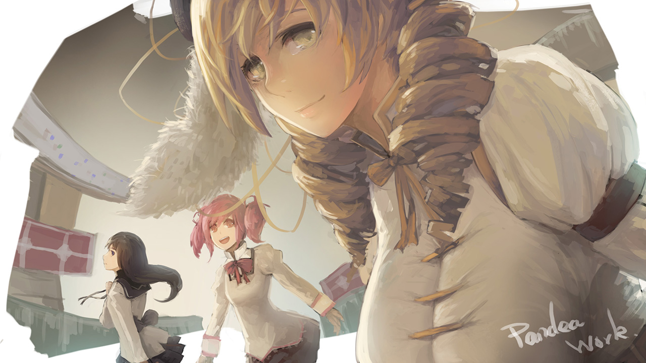 akemi_homura, kaname_madoka, mahou_shoujo_madoka_magica, seifuku, sky_of_morika, tomoe_mami