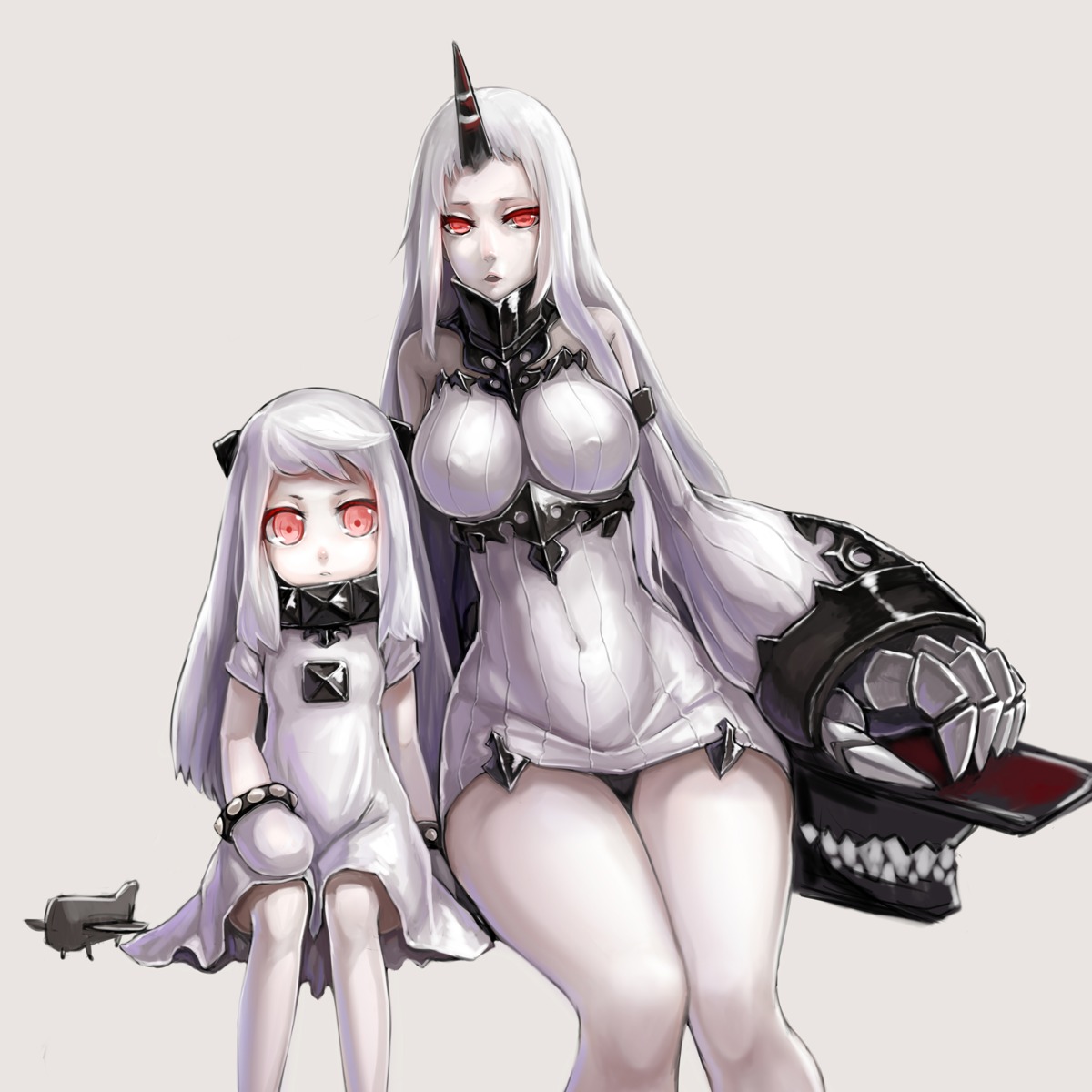 fuukochan, horns, kantai_collection, northern_ocean_hime, seaport_hime