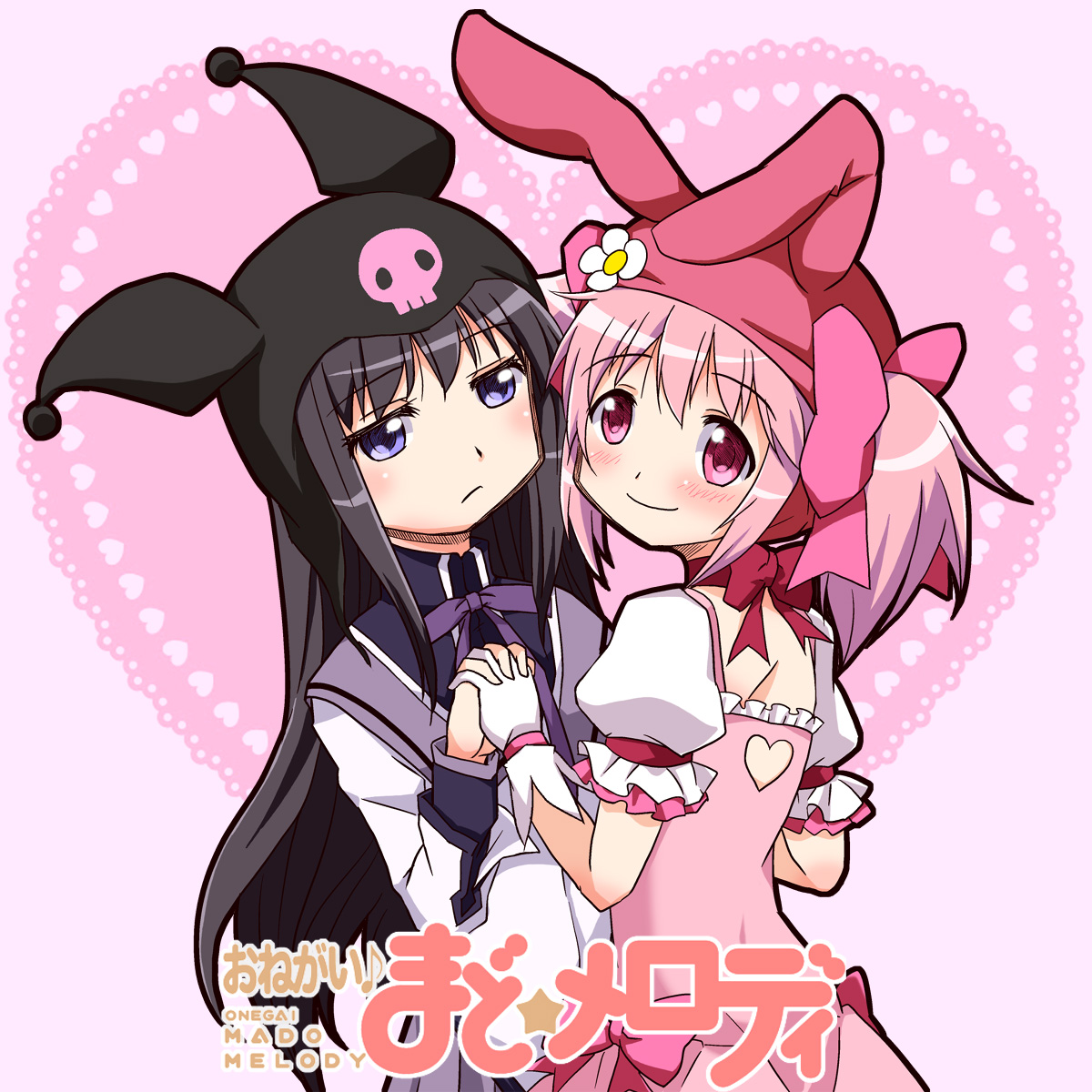 akemi_homura, cosplay, dress, kairakuen_umenoka, kaname_madoka, kuromi_(sanrio), mahou_shoujo_madoka_magica, my_melody