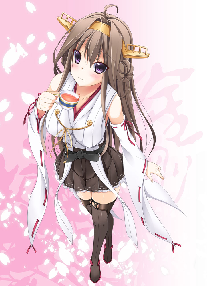 kantai_collection, kongou_(kancolle), thighhighs, tomosuke