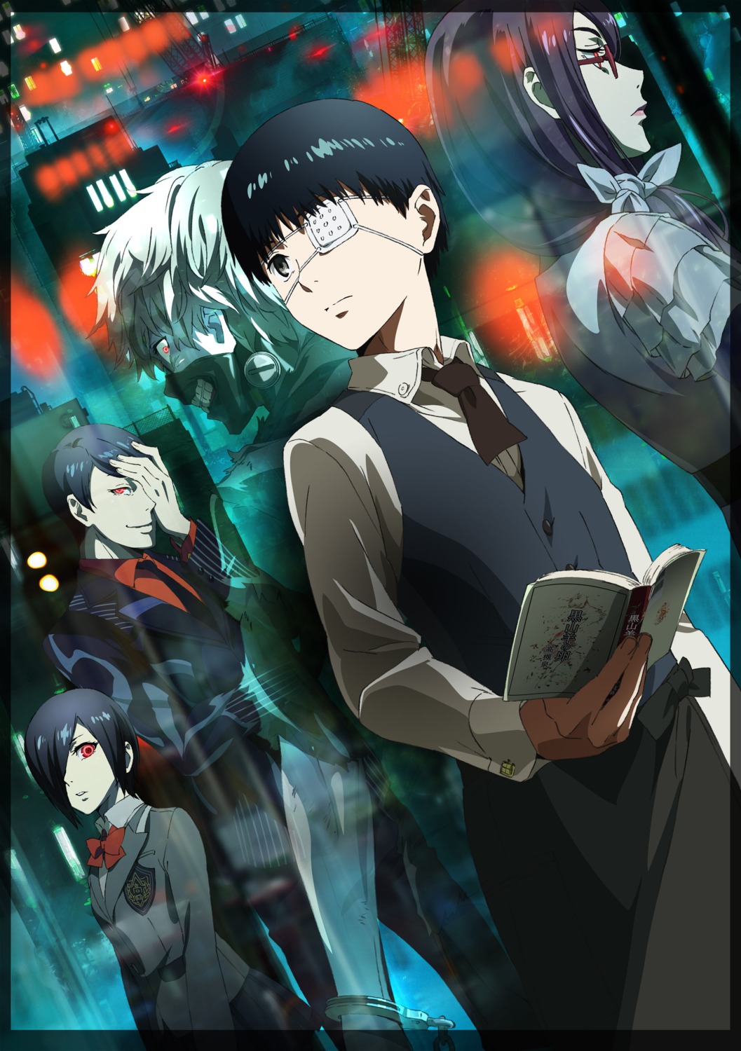 business_suit, duplicate, eyepatch, jpeg_artifacts, kamishiro_rize, kaneki_ken, kirishima_touka, megane, miwa_kazuhiro, seifuku, tokyo_ghoul, torn_clothes, tsukiyama_shuu