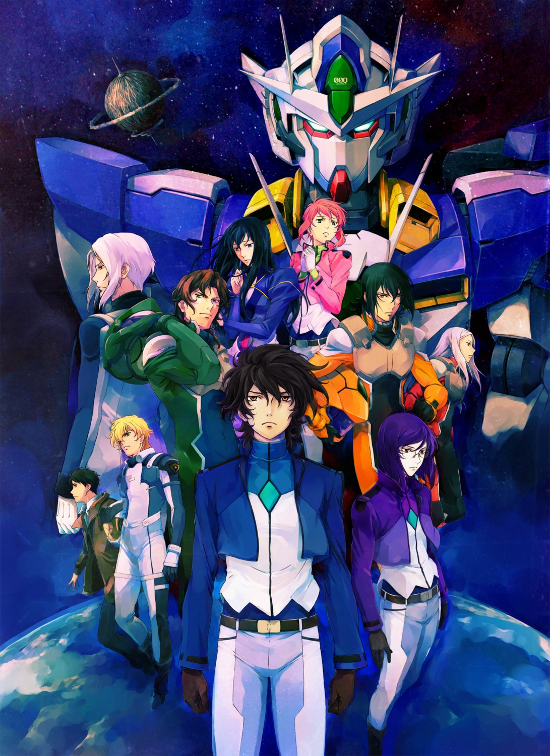 00_qan[t], allelujah_haptism, bodysuit, chiba_michinori, descartes_shaman, feldt_grace, graham_aker, gundam