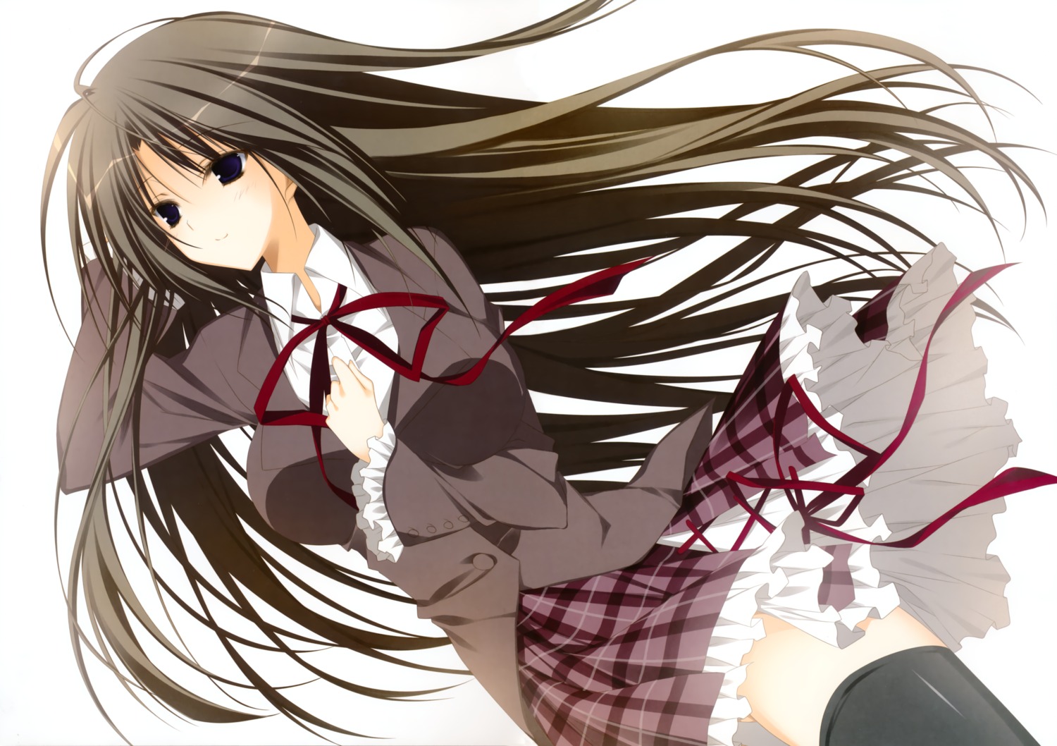akaba_chizuru, fixed, inugami_kira, seifuku, seitokai_no_ichizon, skirt_lift, thighhighs