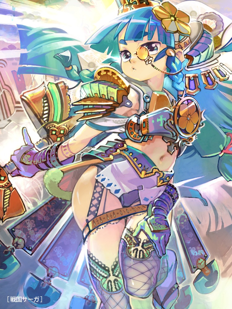 armor, fishnets, so-taro, sword, thighhighs