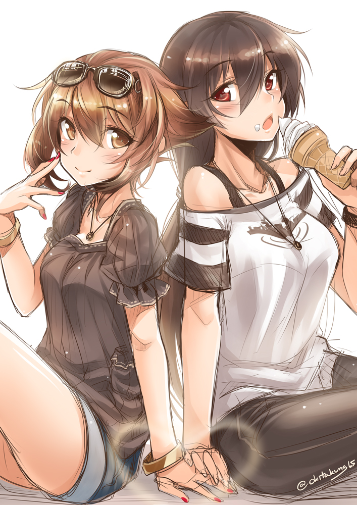 cream, kantai_collection, mutsu_(kancolle), nagato_(kancolle), okitakung, sketch