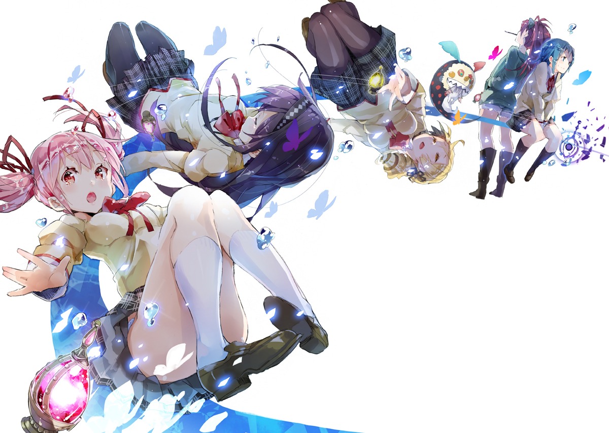 akemi_homura, charlotte_(madomagi), kaname_madoka, kyubey, mahou_shoujo_madoka_magica, miki_sayaka, pantsu, pantyhose