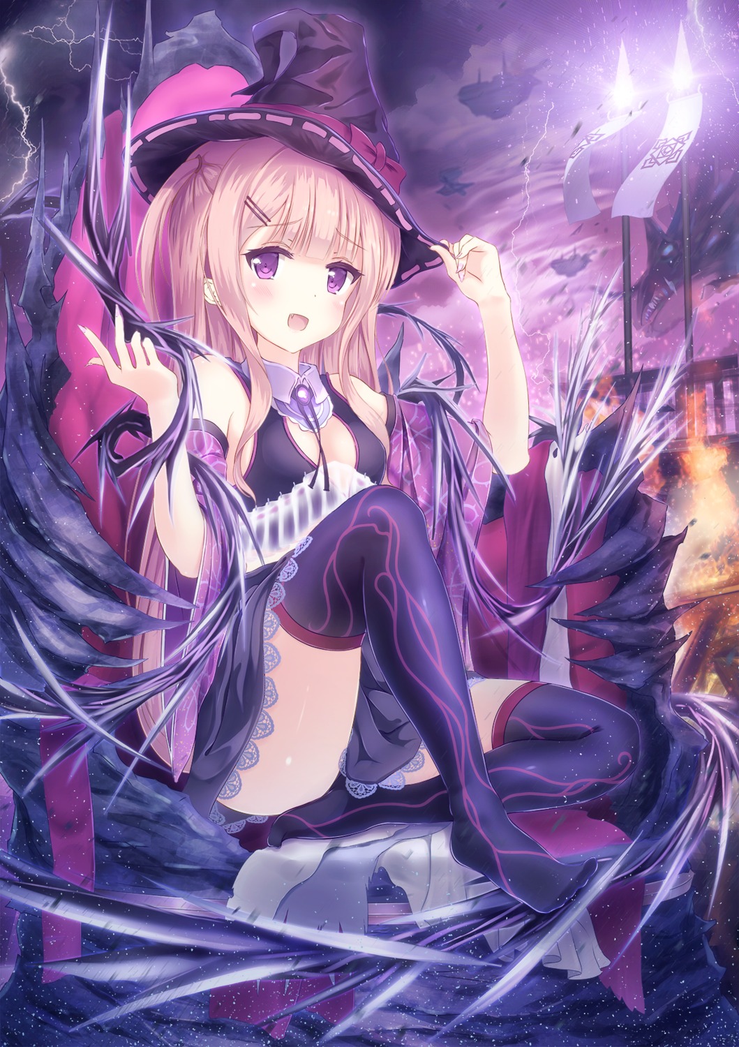 alc, cleavage, dress, thighhighs, witch