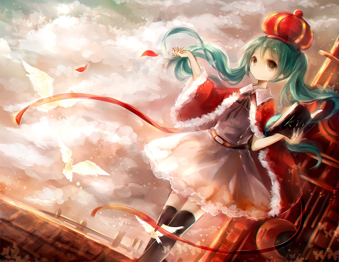 dress, hanchan, hatsune_miku, thighhighs, vocaloid