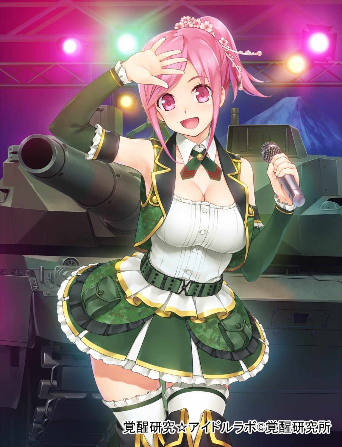 cleavage, idol_labo, thighhighs, wacchi, weapon