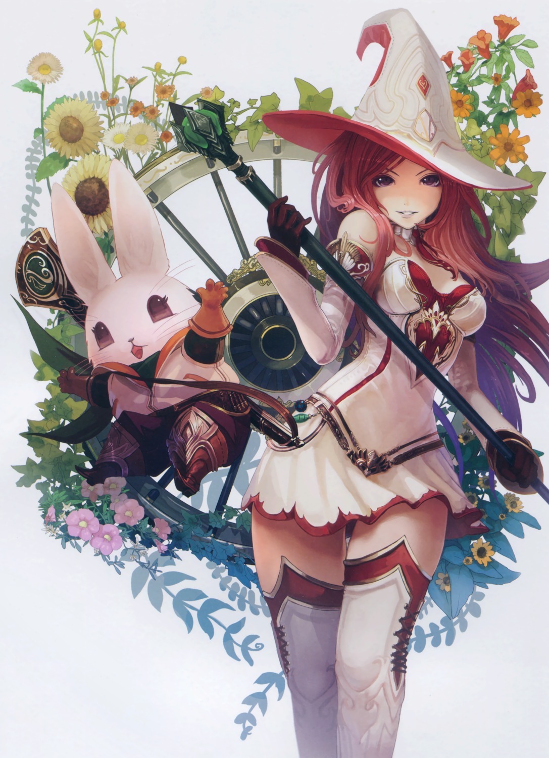 dress, sword_world, tachikawa_mushimaro, thighhighs, weapon, witch