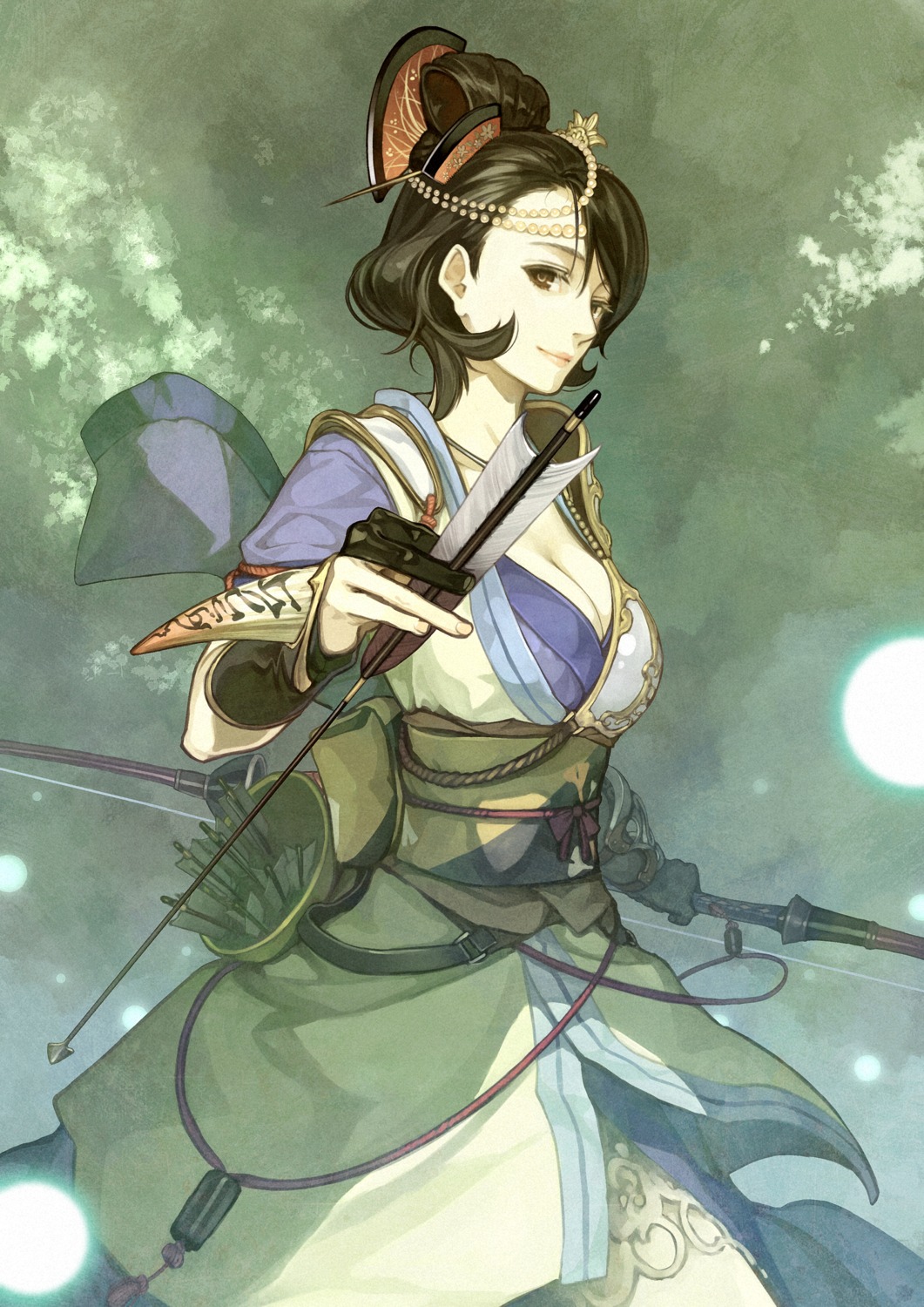 cleavage, hidari, nagi_(toukiden), toukiden, weapon