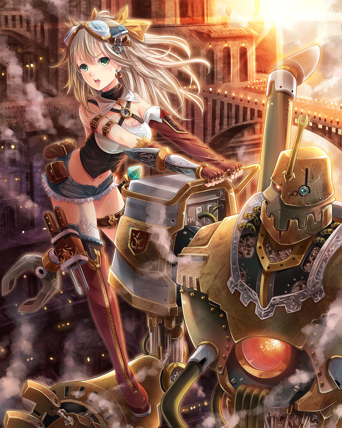 armor, makirin, mecha, stockings, thighhighs