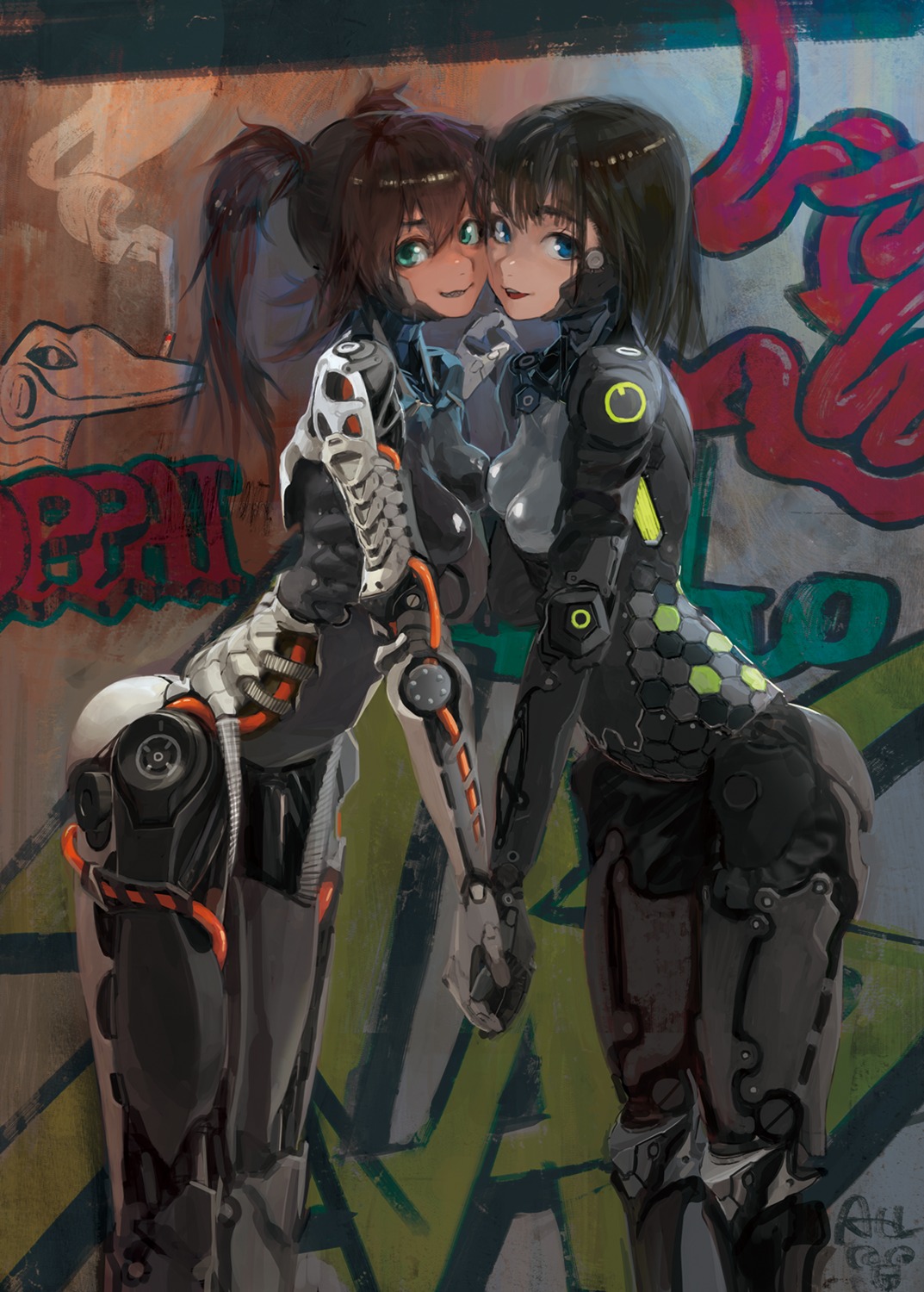 attall, bodysuit, mecha_musume, symmetrical_docking