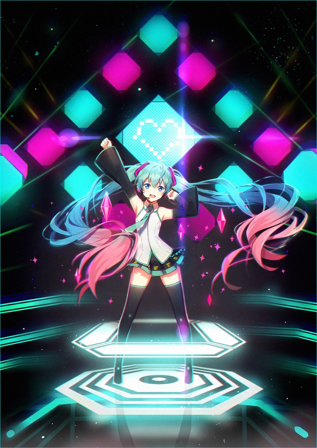 hakusai_(tiahszld), hatsune_miku, thighhighs, vocaloid