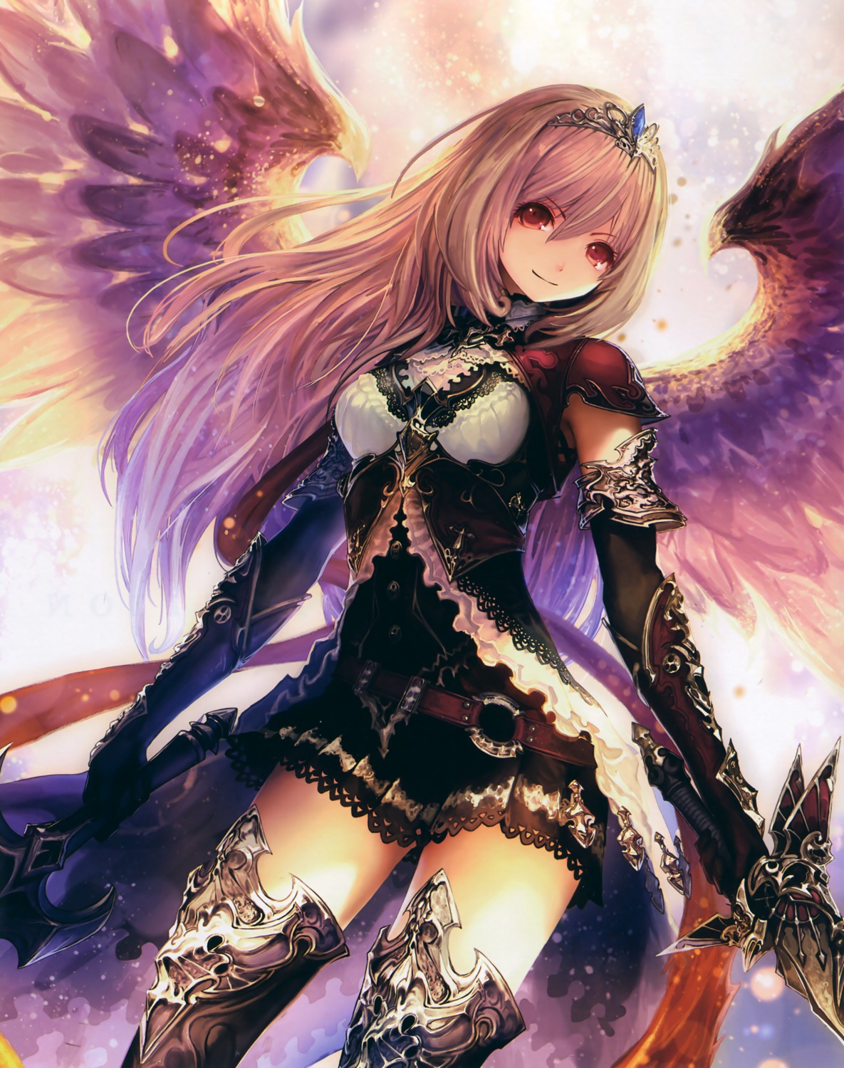 armor, dark_angel_olivia, dress, fixed, shingeki_no_bahamut, sword, tachikawa_mushimaro, thighhighs