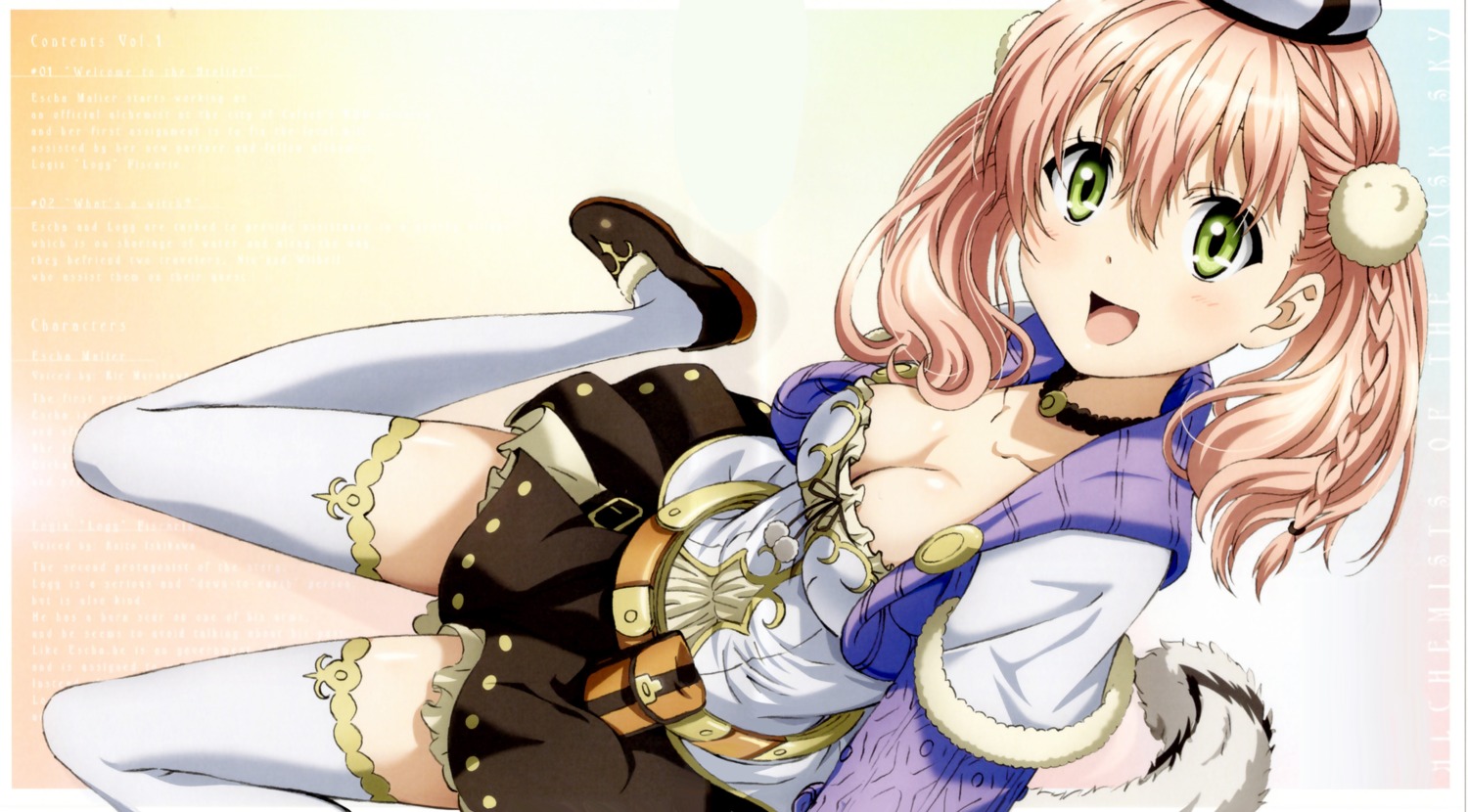 atelier, atelier_escha_&_logy, cleavage, escha_malier, nakano_keiya, thighhighs