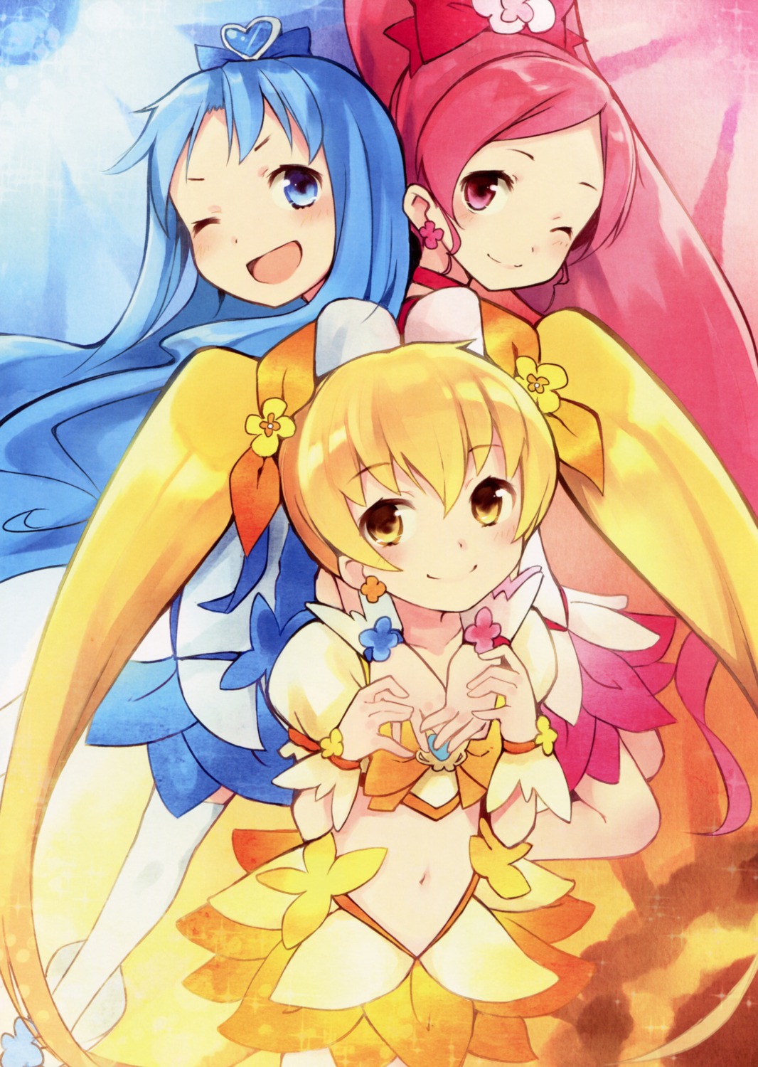 hanasaki_tsubomi, heartcatch_precure!, kurumi_erika, kyuri, myoudouin_itsuki, precure, thighhighs