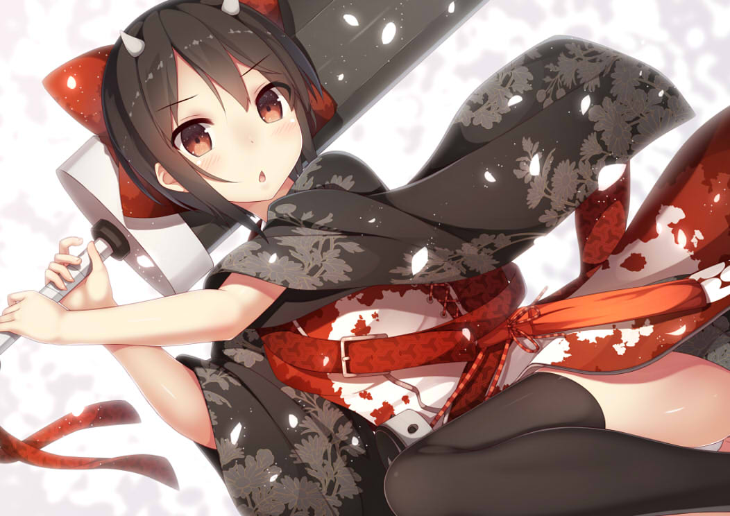 pantsu, samegami, thighhighs, weapon, yukata