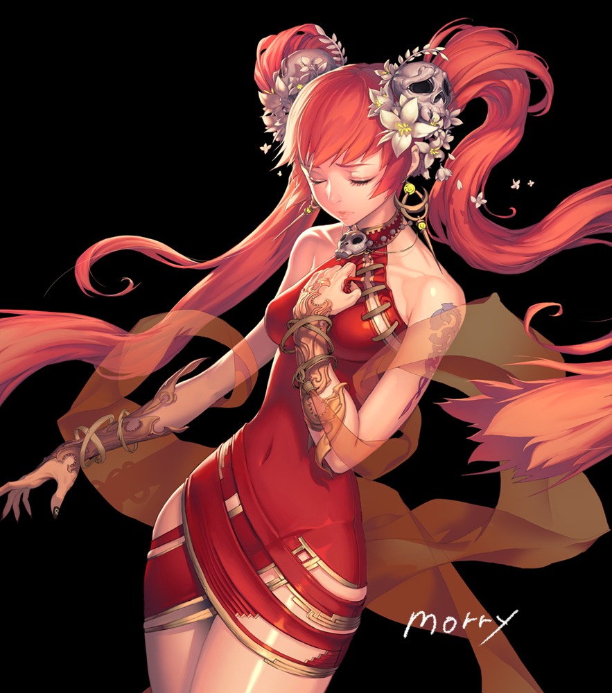 dress, na_in-sung, tattoo