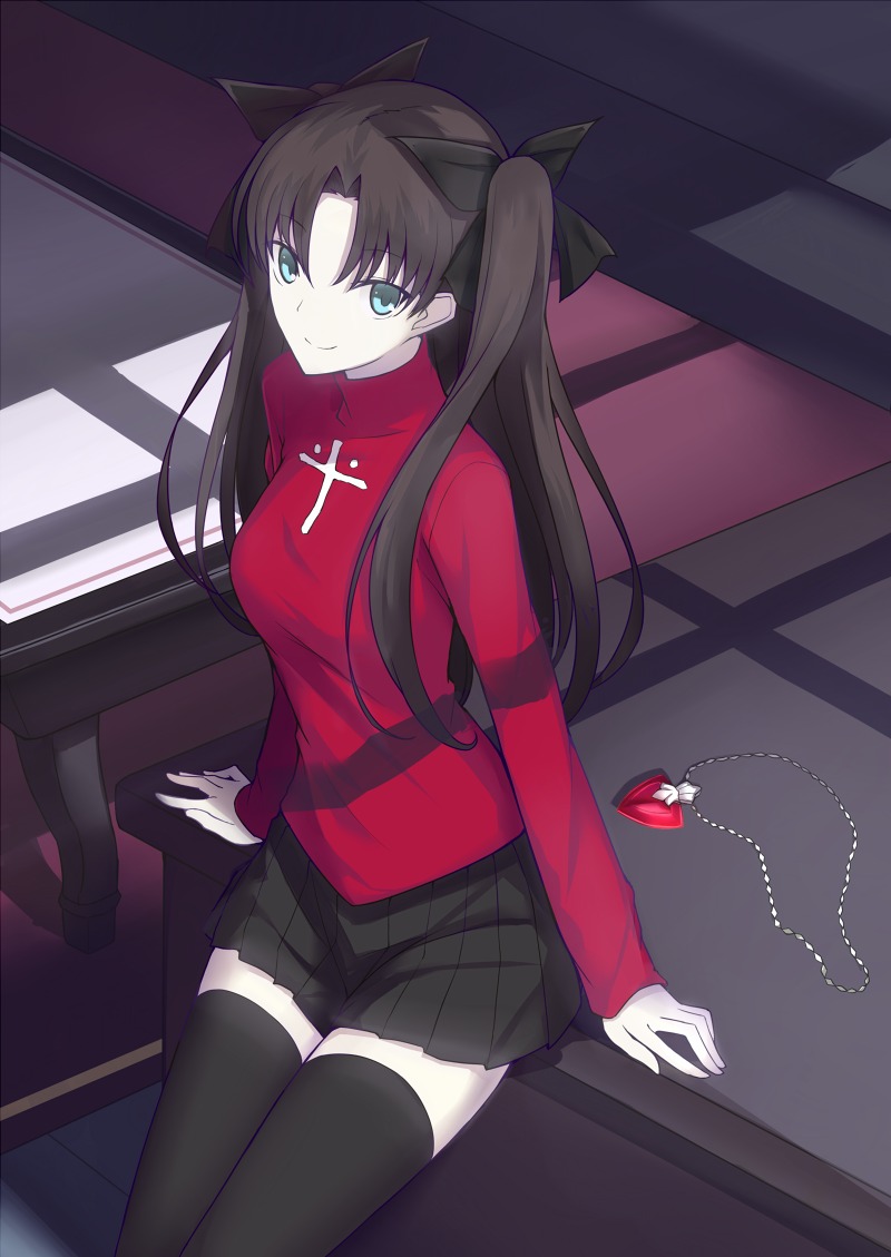 fate/stay_night, kauto, thighhighs, toosaka_rin