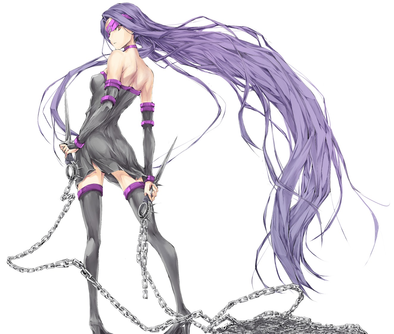dress, fate/stay_night, heels, kizuki_aruchu, medusa_(fate), thighhighs, udon-ya, weapon