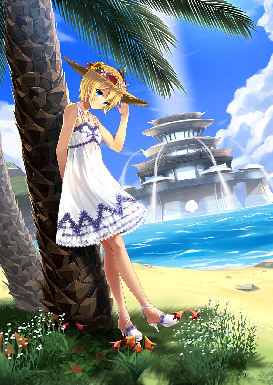 dress, heels, phantasy_star_online_2, ryou@ryou, summer_dress