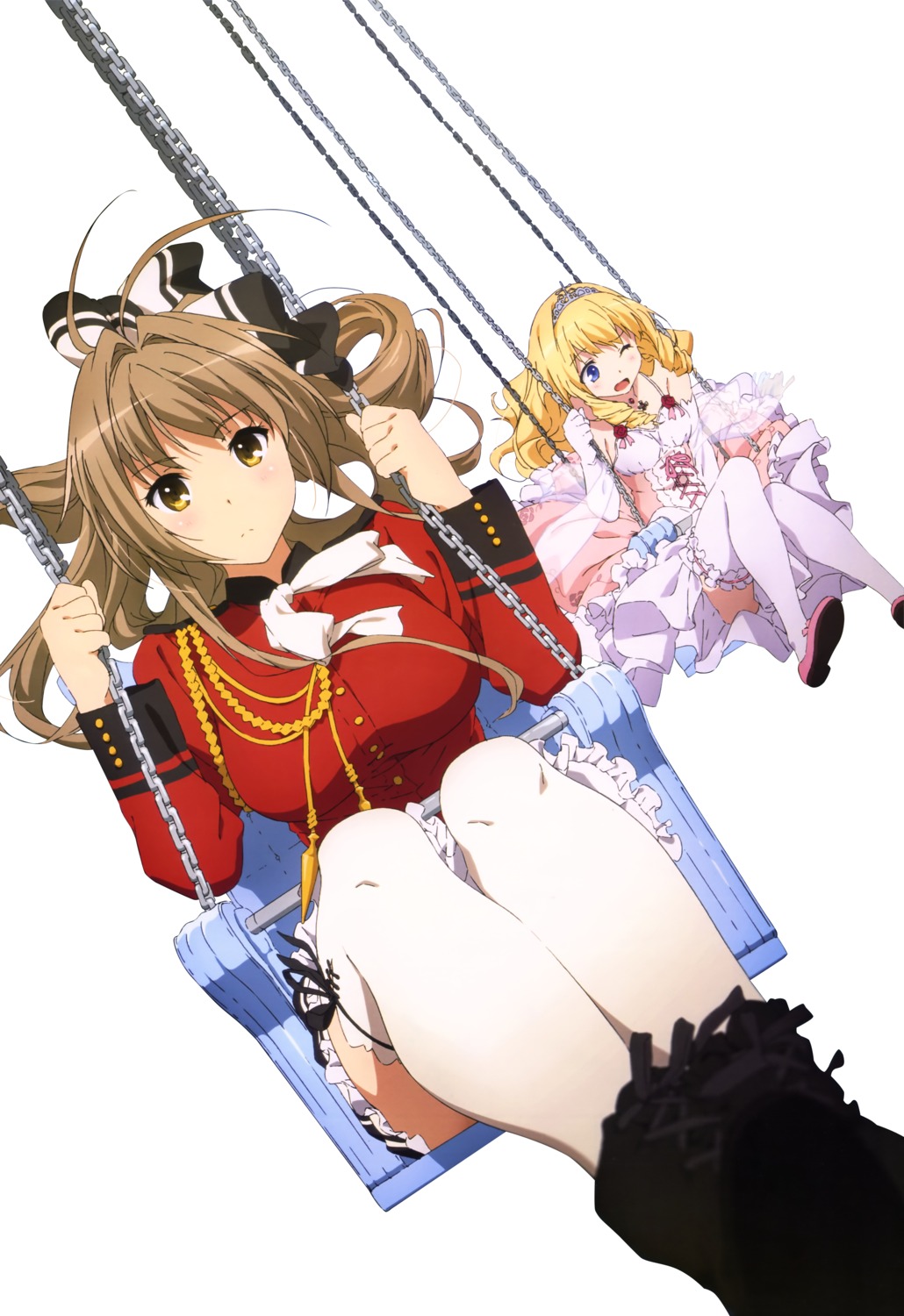 amagi_brilliant_park, dress, latifah_fleuranza, nakahara_kouhei, sento_isuzu, thighhighs, uniform