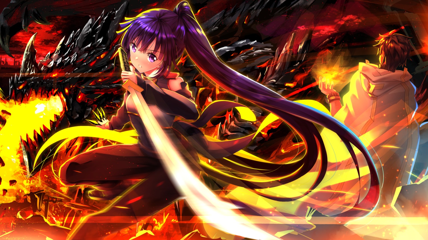 akatsuki_(log_horizon), bodysuit, log_horizon, shiroe_(log_horizon), sword, swordsouls