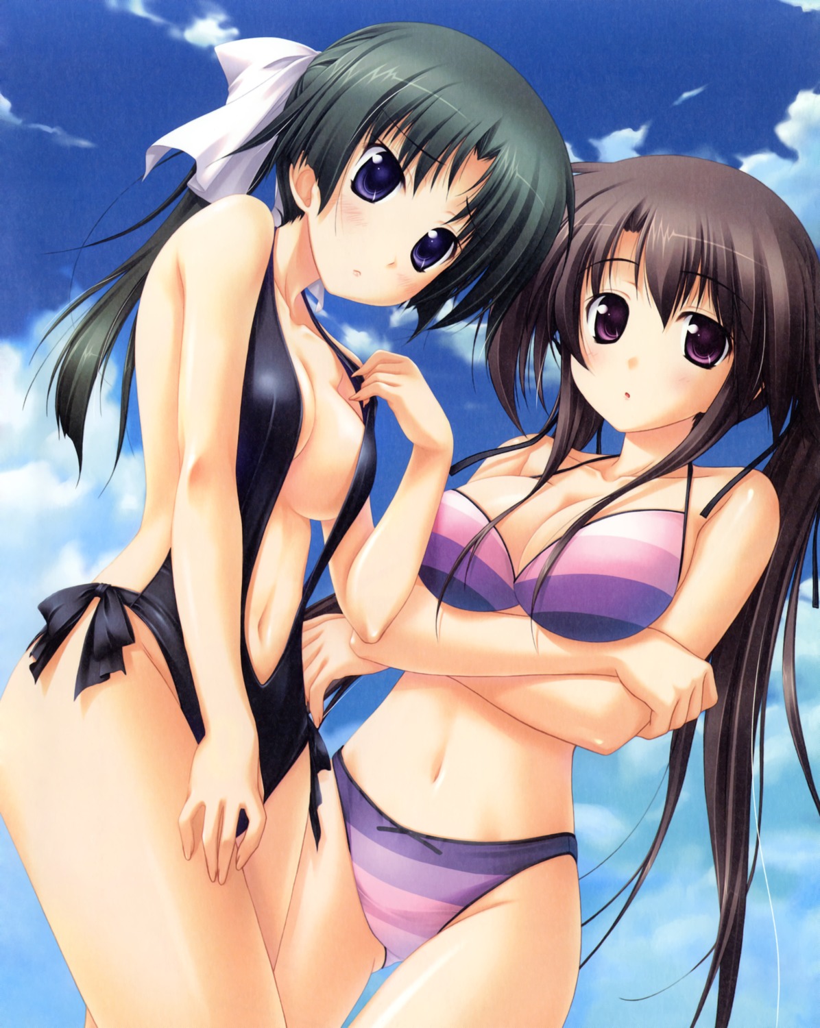 bikini, cleavage, detexted, himemiya_honoka, misaki_kaho, natsu_ni_kanaderu_bokura_no_uta, swimsuits, tsukimori_hiro