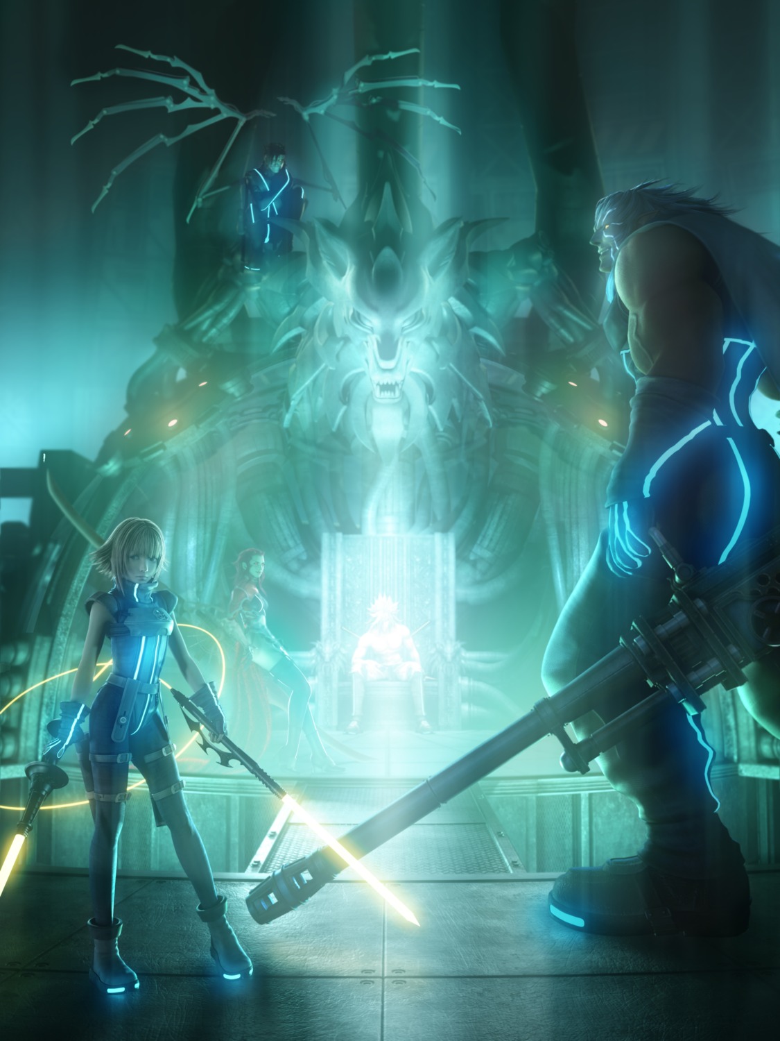azul_the_cerulean, cg, dirge_of_cerberus, final_fantasy, final_fantasy_vii, nero_the_sable, rosso_the_crimson, shelke_the_transparent