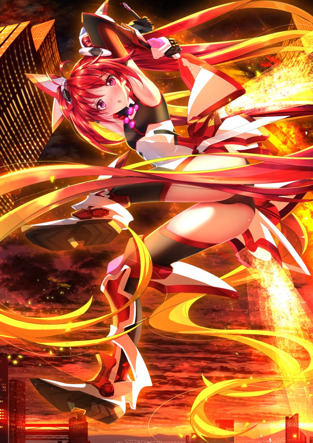 ass, bodysuit, genderswap, mecha_musume, mitsuka_souji, ore_twintail_ni_narimasu, swordsouls, tailred