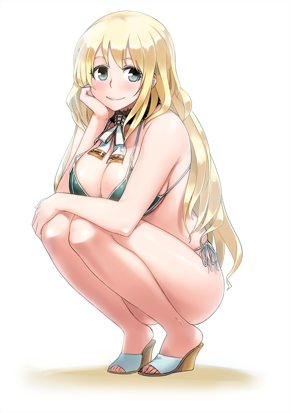 atago_(kancolle), bikini, cleavage, heels, kantai_collection, swimsuits, tachibana_roku